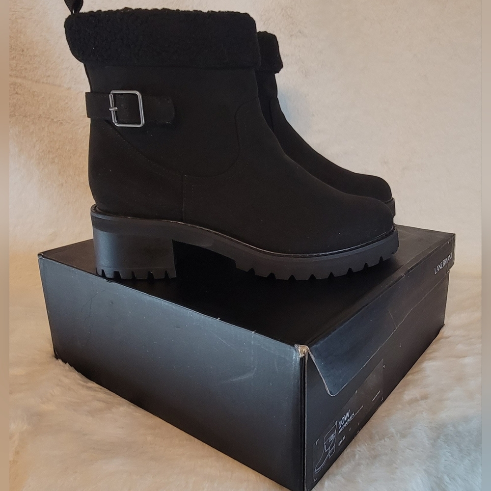 Lane Bryant Ascena Black Suede Ankle Boots Size 10 w